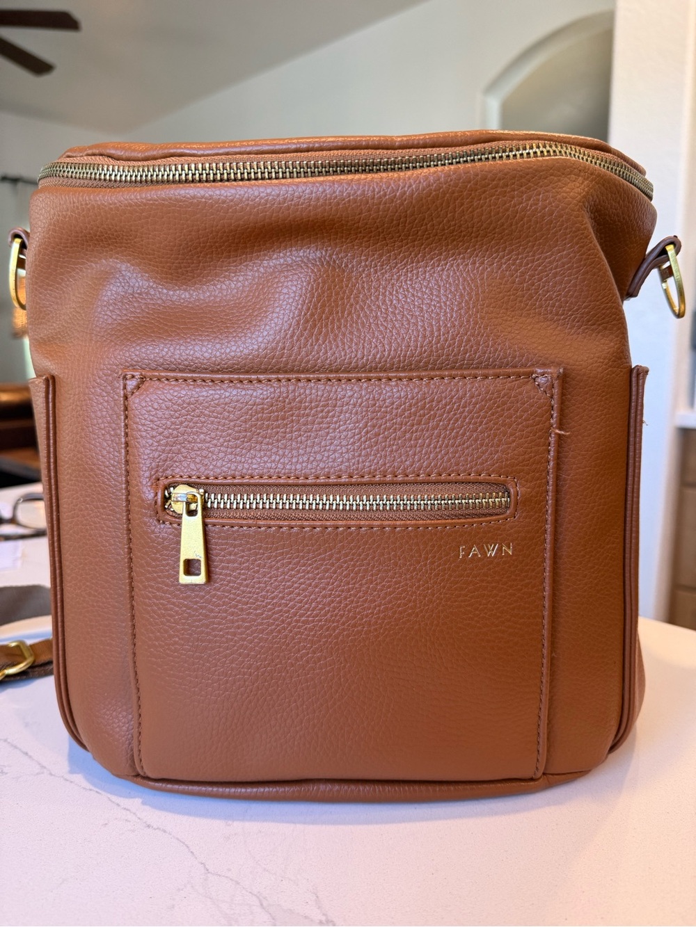 Fawn Mini faux leather Tan backpack